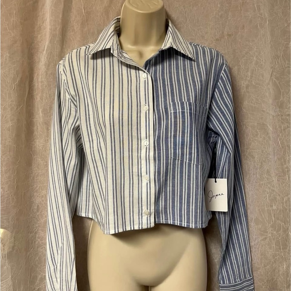 Japana xsm Striped Blue and White Button-Up Shirt